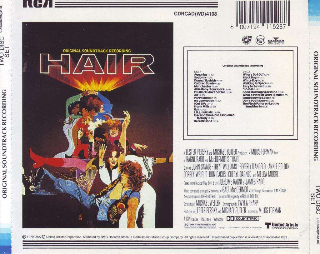 HAIR - Original soundtrack recording (double CD) CDRCAD(WD)4108 VG+/NM
