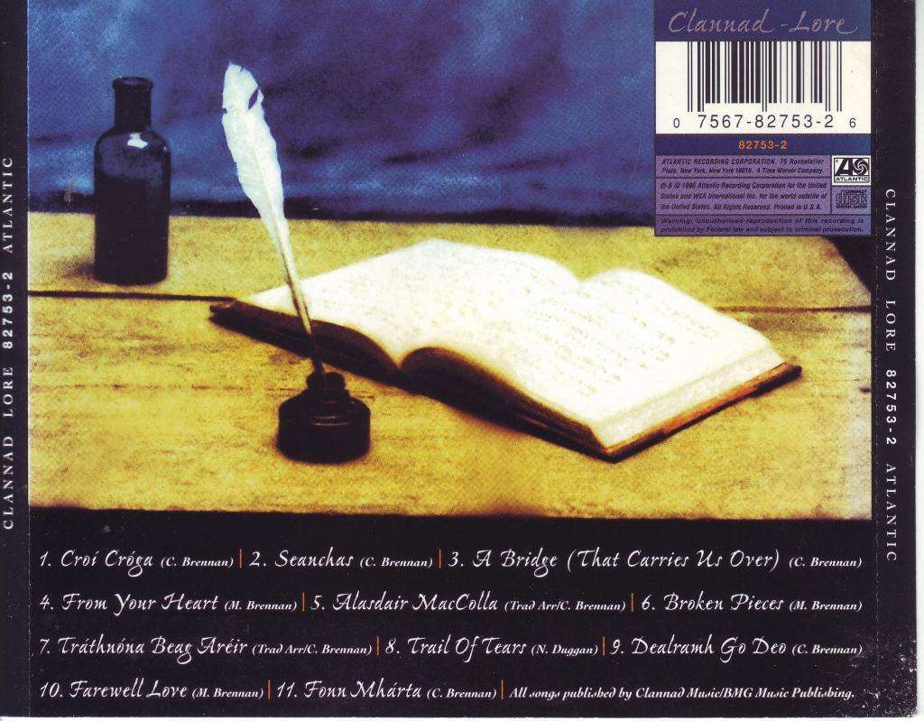 CLANNAD - Lore (CD, some residue on booklet) 82753-2  EX