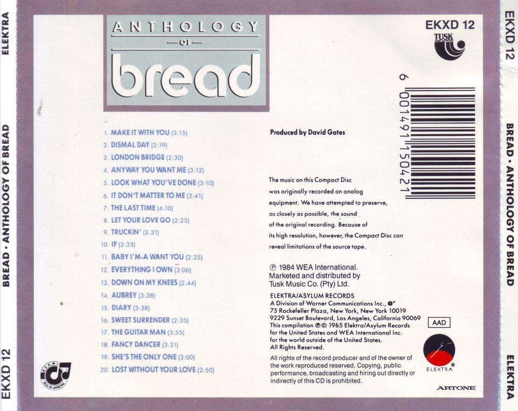 BREAD - Anthology Of Bread (CD) EKXD 12 VG+