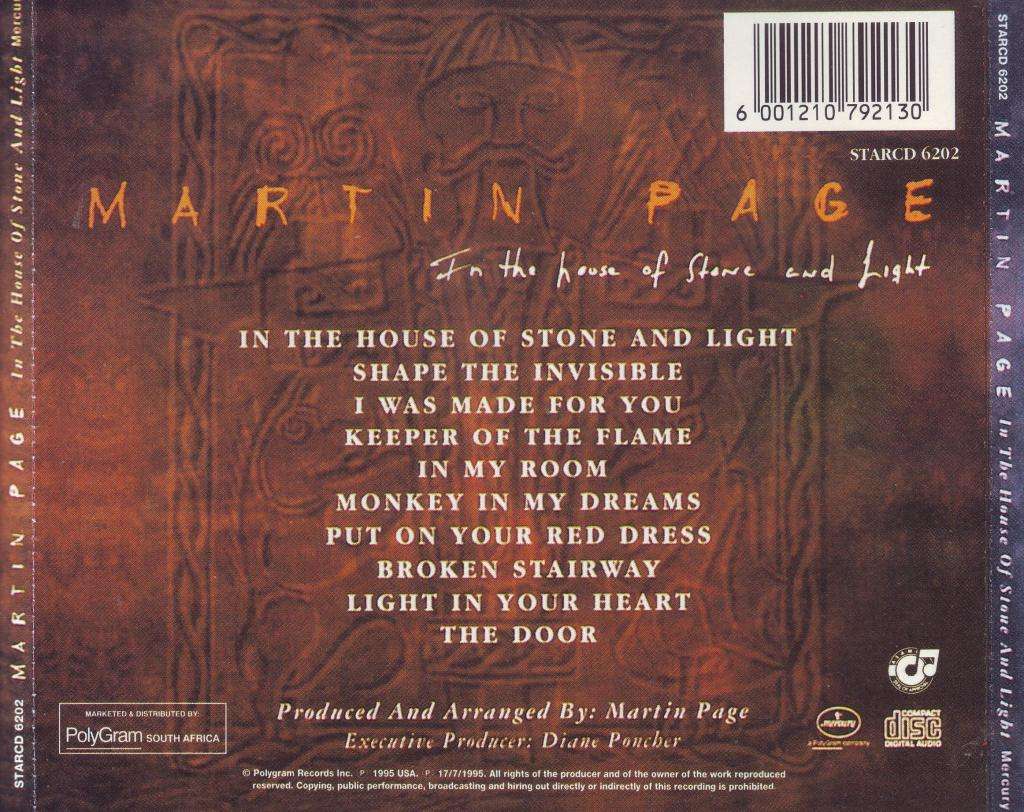 MARTIN PAGE - In the house of stone and light (CD) STARCD 6202  VG+