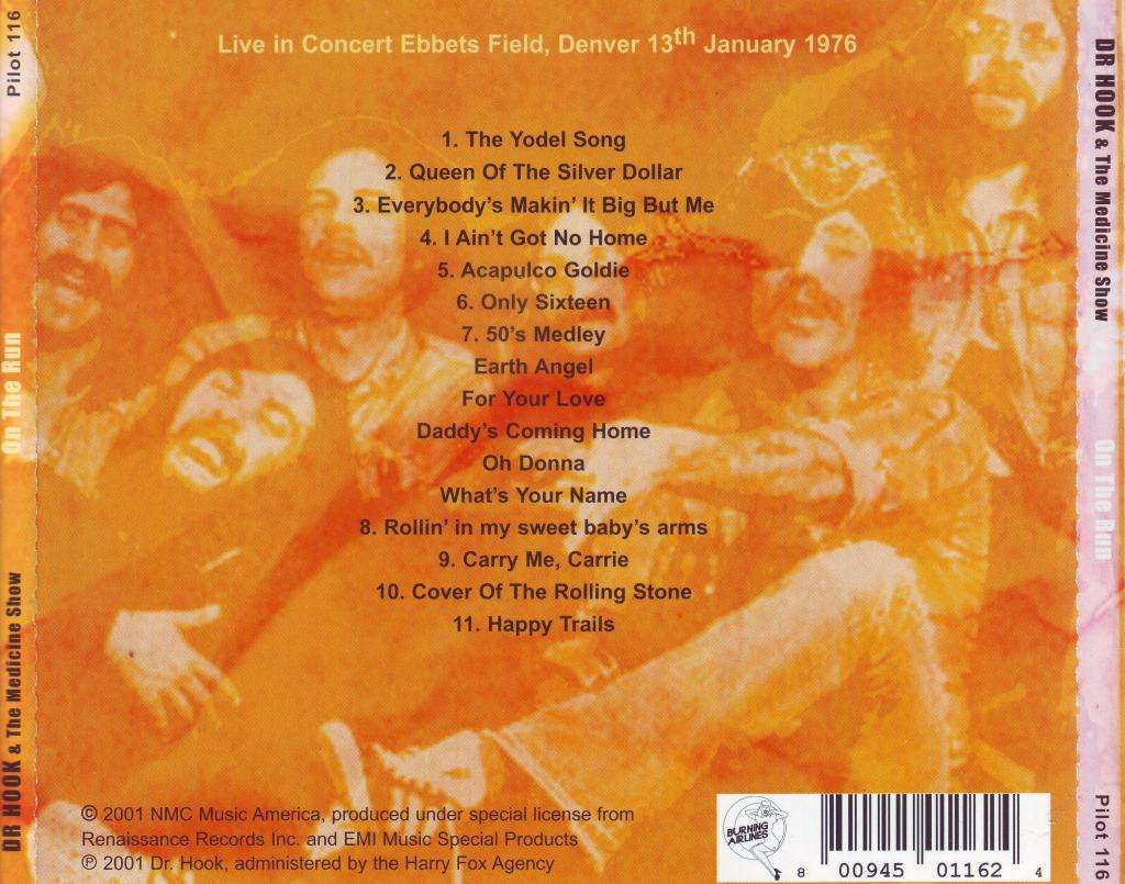 DR HOOK & THE MEDICINE SHOW - On The Run (CD, live, unofficial) Pilot 116 NM