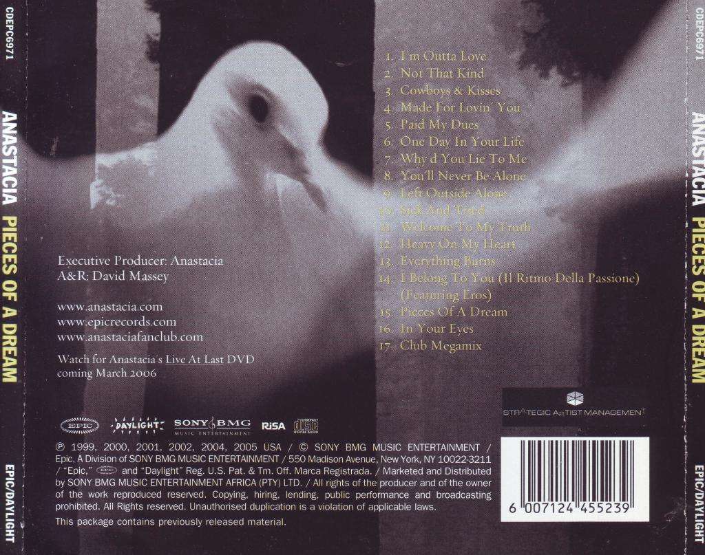 ANASTACIA - Pieces Of A Dream (CD) CDEPC6971 VG