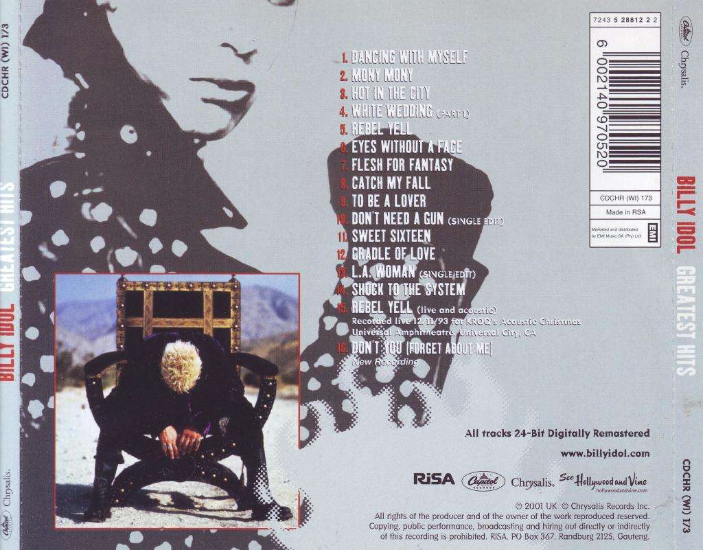 BILLY IDOL - Greatest hits (CD) CDCHR (WI) 173 VG+
