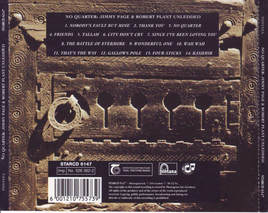 Jimmy Page & Robert Plant - No Quarter (CD) STARCD 6147