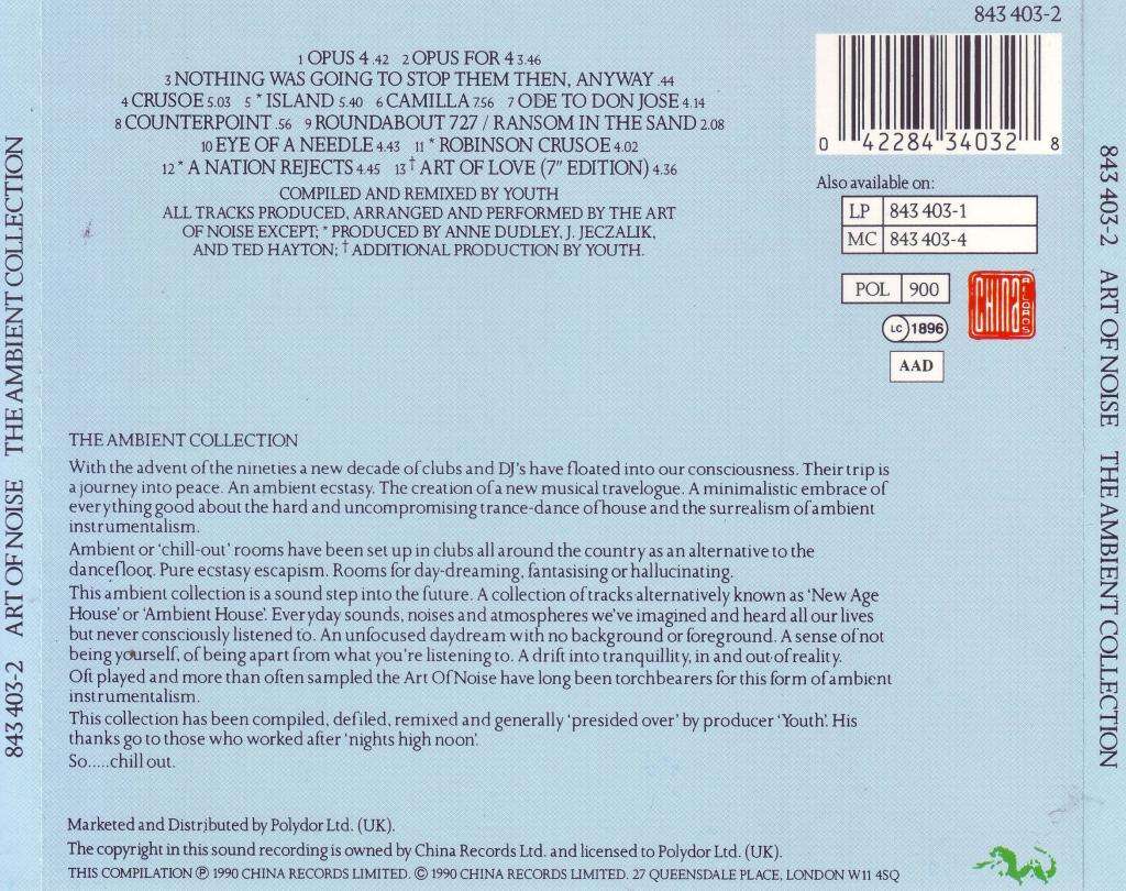 ART OF NOISE - The ambient collection (CD) 843 403-2 EX