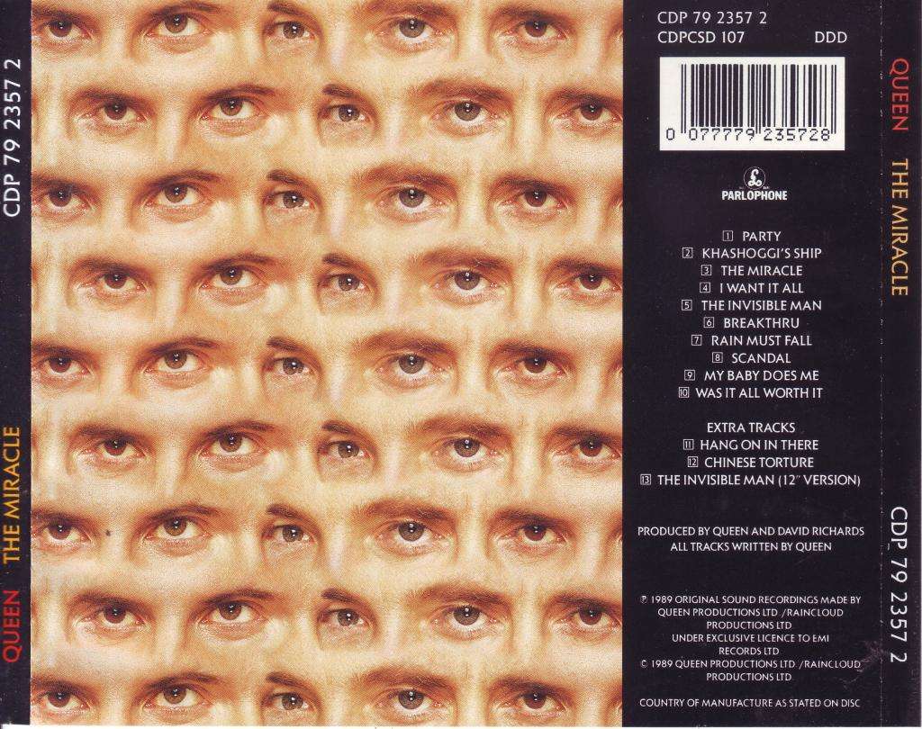 QUEEN - The miracle (CD) CDP 79 2357 2  NM-