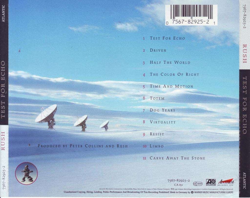 RUSH - Test for echo (CD) 7567-82925-2 NM