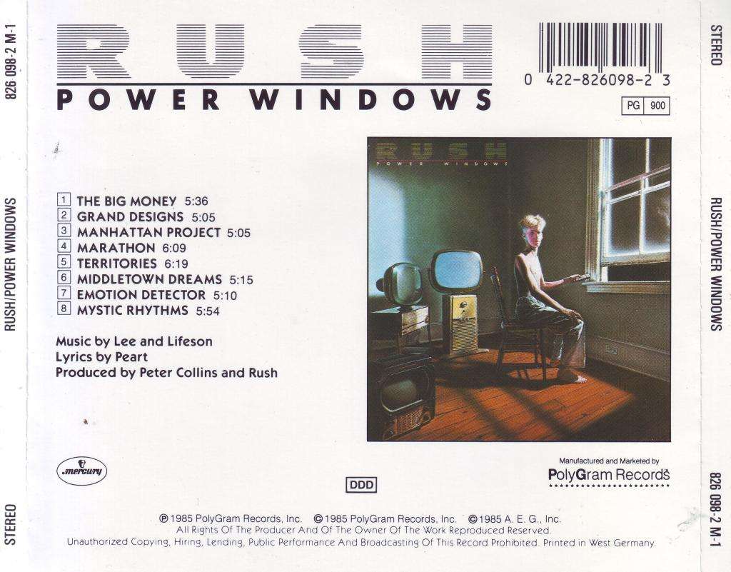 RUSH - Power windows (CD) 826 098-2 M-1  NM-