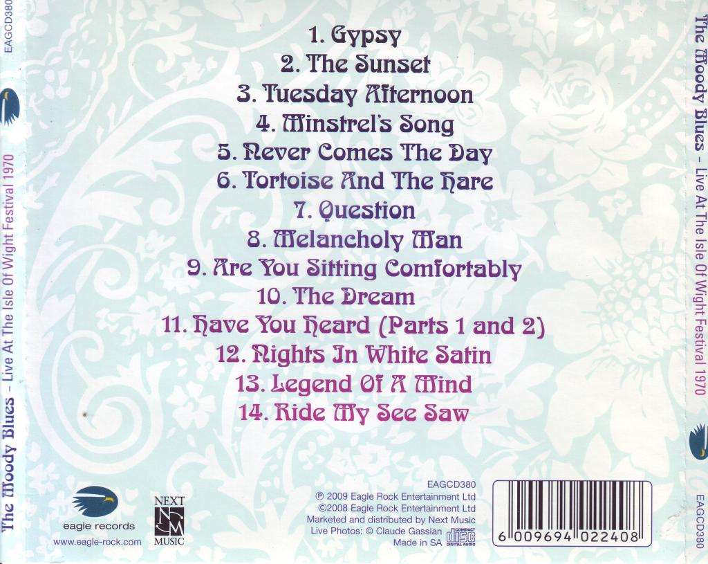 THE MOODY BLUES - Live At The Isle Of Wight Festival 1970 EAGCD380 NM-