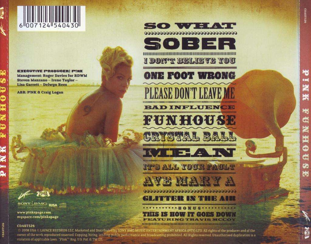 PINK - Funhouse (CD) CDAST526 VG+