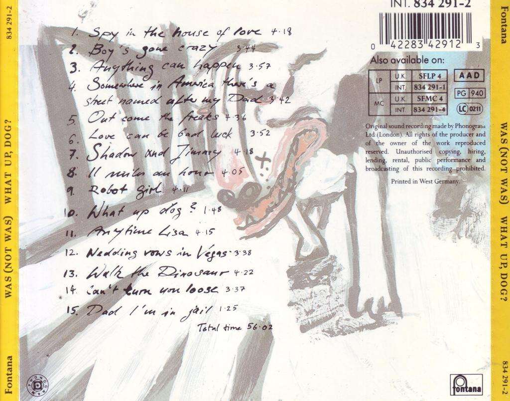 WAS (NOT WAS) - What up, dog (CD) 834 291-2 VG+