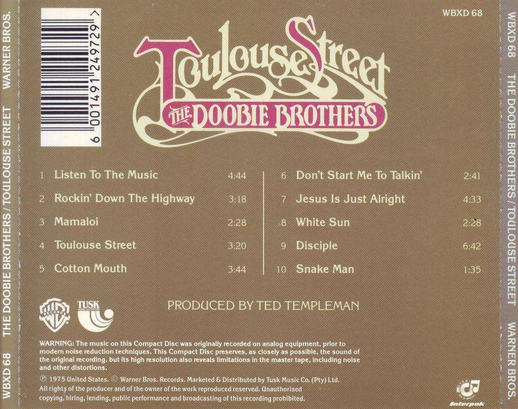 THE DOOBIE BROTHERS - Toulouse street (CD) WBXD 68 NM-