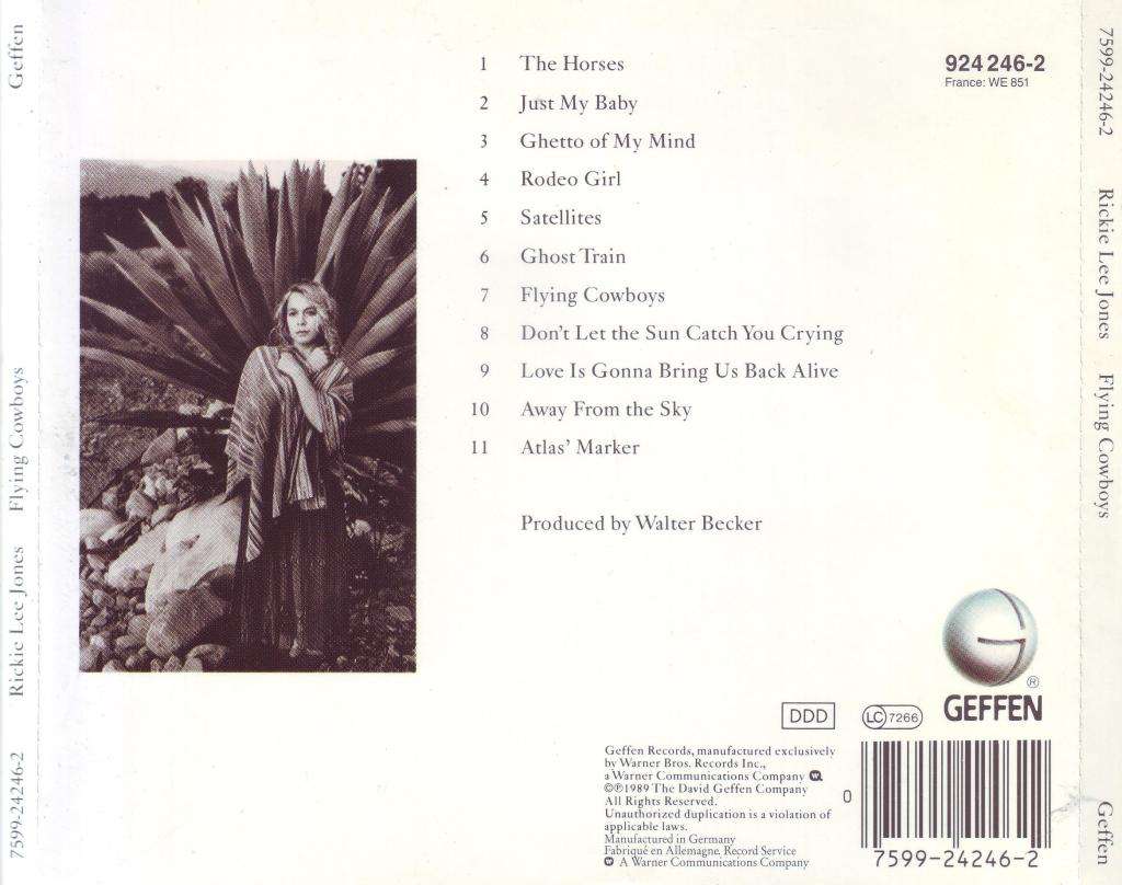 RICKIE LEE JONES - Flying cowboys (CD) 924 246-2 EX