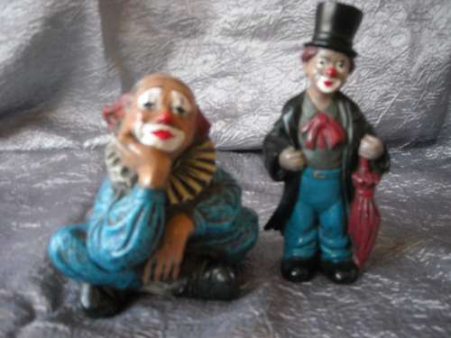 2 Gorgeous Alabaster Clowns