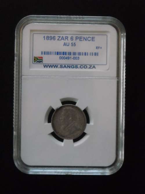 1896 ZAR 6 pence - AU55
