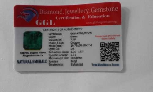 Natural Emerald 7.05 Ct Colombian Certified