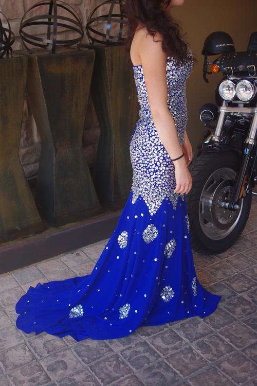 *REDUCED* Royal Blue Stoned Imported Evening Gown Size 32