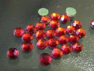 144 Iron on, Hotfix rhinestones diamante, red. Diameter 2.8 mm,