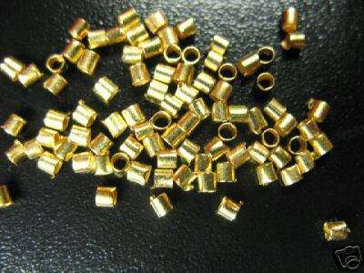 50 Crimp Bead 2mm tube Gold