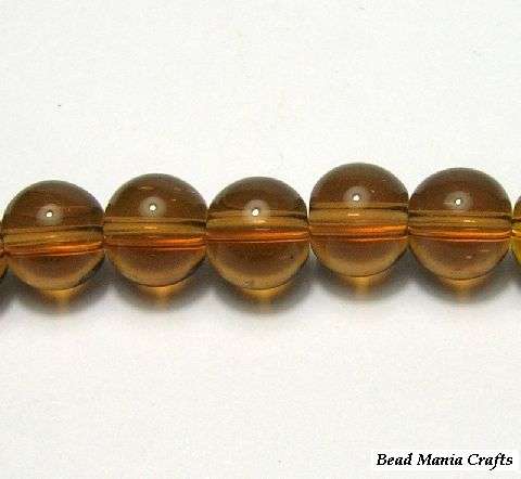 8mm Glass bead round Topaz - Pack of 10