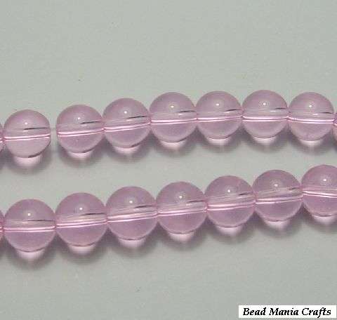 6mm Glass bead round pink- Pack of 10
