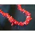 Red coral 9mm chunky chips string. 40 cm string
