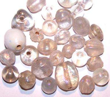 Glass bead, Indian, Polished, 20g, Clear/Light Pink
