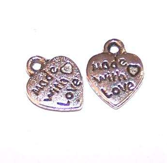 Charm heart "made with love"  -1pc