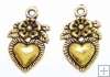 Charms Brass Heart 19x10mm 50pcs