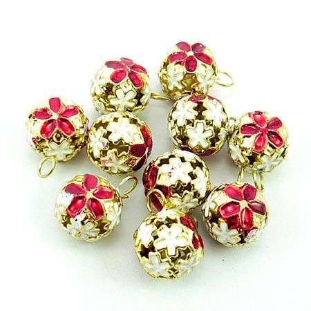 Cloisonne Bell Loose Bead DARK RED (14mm) - per bead