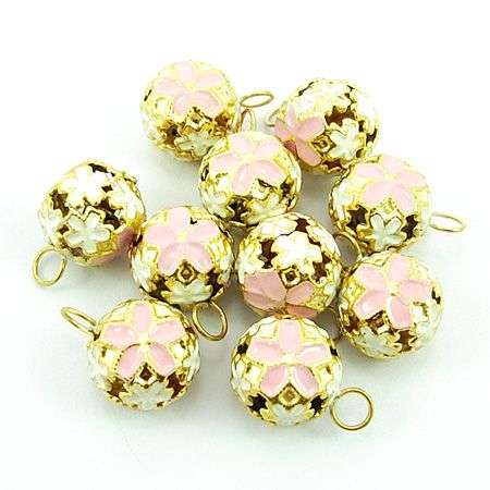 Cloisonne Bell Loose Bead PINK (14mm) - per bead