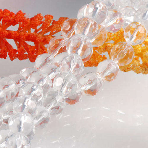 CLEAR CRYSTAL GLASS FACETED ROUND Beads - Pack of 5 (6mm)