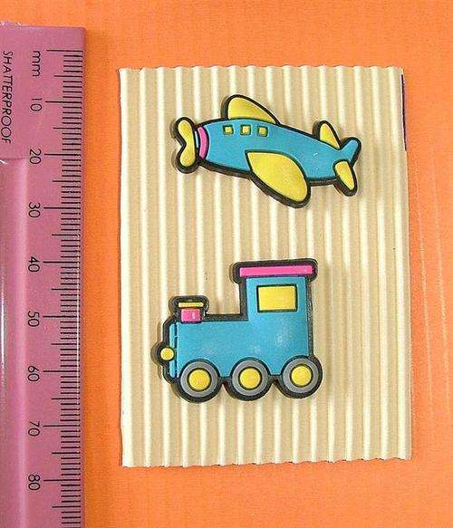 Silicon Brad Pin, Aeroplane & Train, per pair