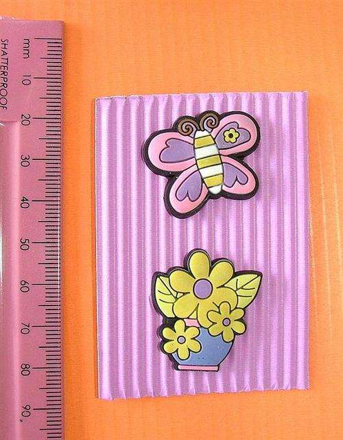 Silicon Brad Pin, Butterfly & Flower, per pair