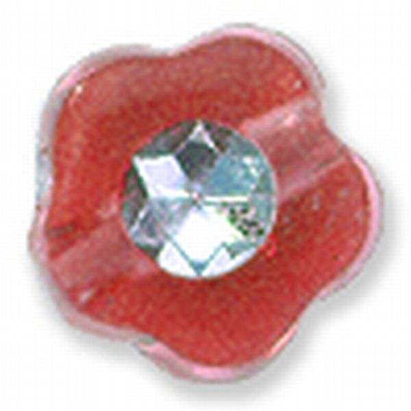 Acrylic Red/Orange Sparkle FLOWER Beads - Pack of 10