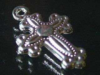 Cross charm in silver colored metal- 20mm.