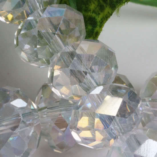 FIREPOLISHED Crystal Clear Facetted Rondelles (10mm)