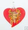 Glass Pendant Heart Murano 42X39mm Gold Sand