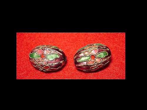 Cloisonne Oval Maroon Twisted Wire - 15mm