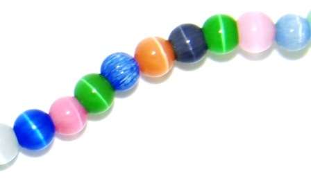 Cat's eye beads 4mm Multi Colour- Pack of 10