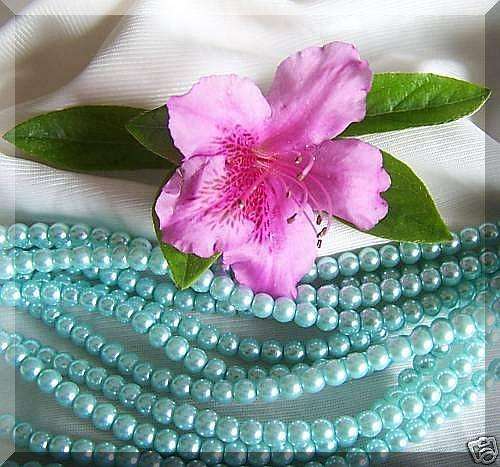 6mm Light Aqua Glass Pearls - Pack of 10