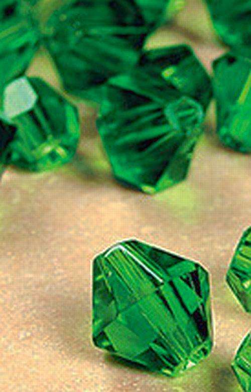 Green Faceted Acrylic Bicone - 6mm