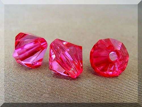 Bright Pink  Faceted Acrylic Bicone - 6mm