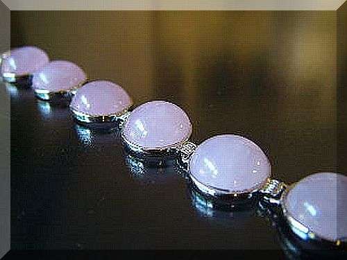 Silver bracelet with rose quartz, 20cm