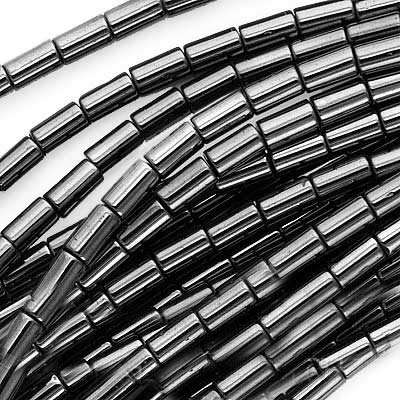 Hematite 3x9 tube cylinder bead. 40 cm long