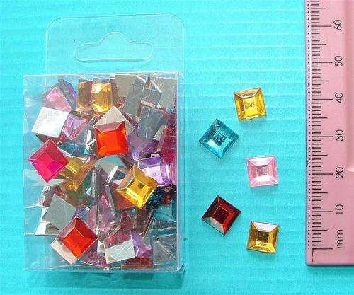Rhinestones, Squares,- Pack of 10