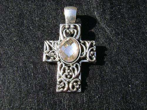 Cross pendant with rhinestone