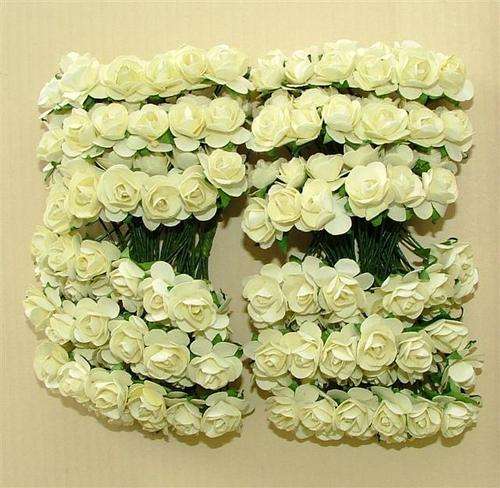 PACK OF 10 - Paper Roses, Small (10mm), CREAM