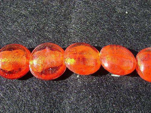 Glass flat round foil - 20mm - sold per bead