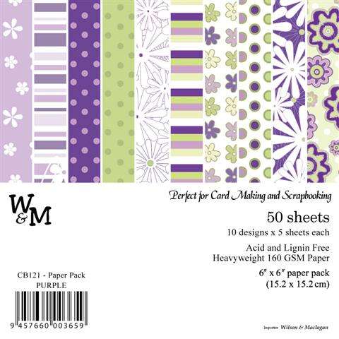 Paper Book. LILAC. 50 sheets. 6 x 6 inch (15.2 squares)